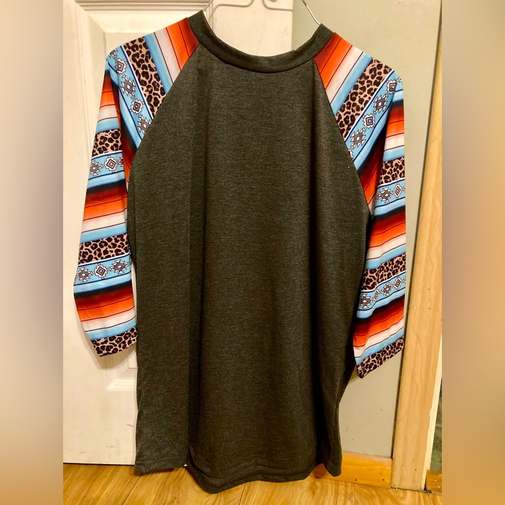 Womens Boutique Aztec Sleeve Western Shirt
